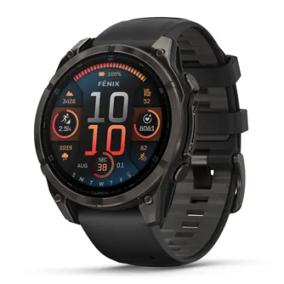 Pametni sat Garmin Fenix 8 47 mm AMOLED Sapphire Carbon Gray DLC Tit., Black/Pebble Gray remen
