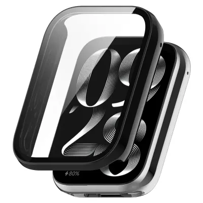 Futrola za Xiaomi Mi Band 9 Pro s zaštitnim staklom od kaljenog stakla Crna