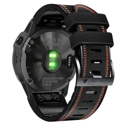 Bijeli silikonski remen za sat za Garmin Fenix 8X 7 6X 6 5X 5 5S Crna