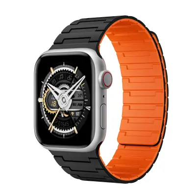 Magnetna loop narukvica za Apple Watch (42/44/45/49 mm) - EU patent Crno-narančasta