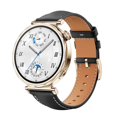 Remen od prave kože za Huawei Watch GT5 - 18MM Crna + Zlatna