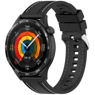 Silikonski remen za sat s automobilskim šavom za Xiaomi Watch S4 i Huawei GT5 Crna