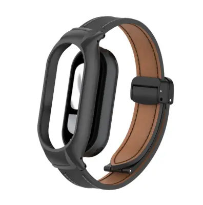 Remen za sat od PU kože za Xiaomi M3456 s metalnom kopčom Crna