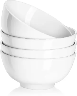 DOWAN set od 4 keramičke zdjele 651 ml / 15 cm, za juhu i žitarice, prikladno za perilicu posuđa i mikrovalnu pećnicu, bijela