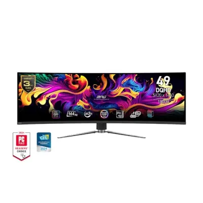 MSI 49" MPG Gaming Monitor 491CQP, QD-OLED Curved DQHD, 144Hz, 0.03ms, FreeSync Premium Pro, DisplayPort, 2x HDMI, USB-C, USB Hub
