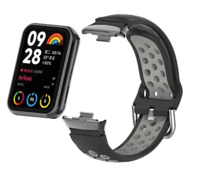 Silikonski remen za sat Xiaomi Mi Band 9/8 Pro (18 mm) Crna+Siva