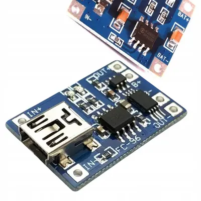 Punjač Baterija LI-ION TP4056 – Mini USB 5V 1A | LED Indikatori, Kompaktne Dimenzije 22x17mm