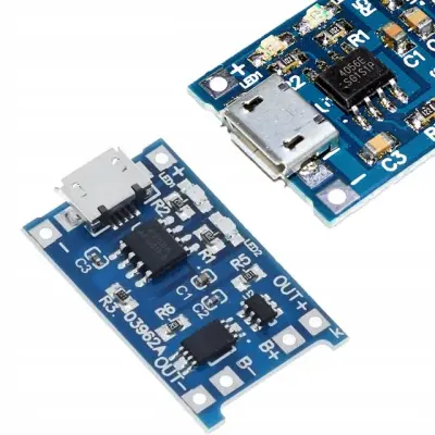 Punjač Za Li-Ion Baterije – Micro USB 5V 1A | Zaštita od Pražnjenja, LED Indicatori