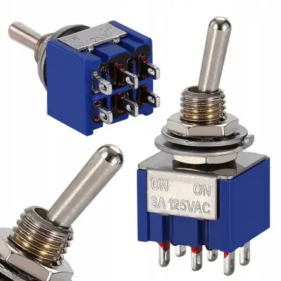 Prekidač Poluga MTS-202 ON-ON – Visoka Kvaliteta, 3A 250V/6A 125V | 6 Kontakata, 2 Pozicije