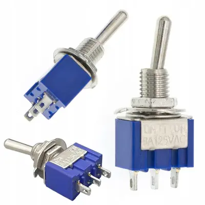 Prekidač Poluga MTS-103 ON-OFF-ON – 3A 250V / 6A 125V | 3 Pozicije, 3 Kontakti, Trajnost 10.000 Ciklusa
