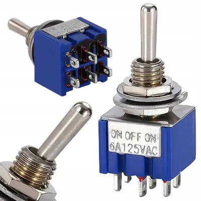 Prekidač Poluga MTS-203 ON-OFF-ON – Visoka Kvaliteta | 3A 250V / 6A 125V | 6 Kontakt
