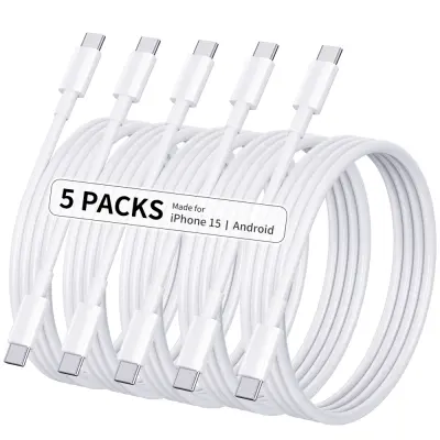 5-paket 2M CTO C podatkovni kabel, PD60W kabel za brzo punjenje Bijela