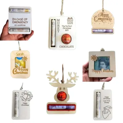 Božićni ukras za novac, drveni, kreativni, personalizirani | ORNATASTIC