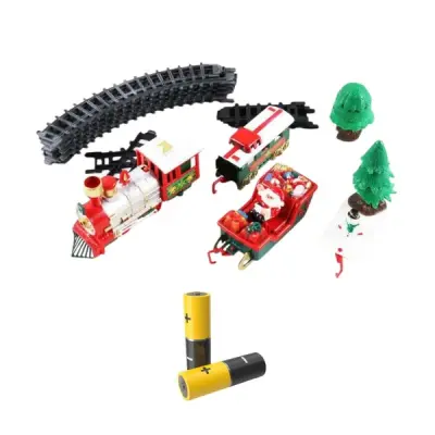 Božićni vlak s tračnicama 2,6 m, svjetla i glazba, radi na baterije, set za djecu 3+ | TRAINBAT