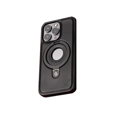 Prava kožna futrola za iPhone Crna