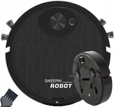 Aku. robotski usisavač 2 metle USB crni SWEEPIN ROBOT