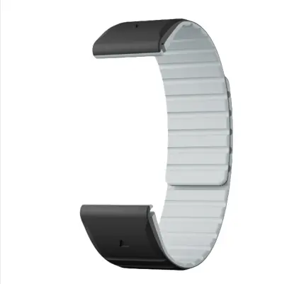Garmin Fenix narukvica, magnetska silikonska Garmin narukvica za sat kompatibilna s Fenix 8/7/6/5 Crno+Sivo