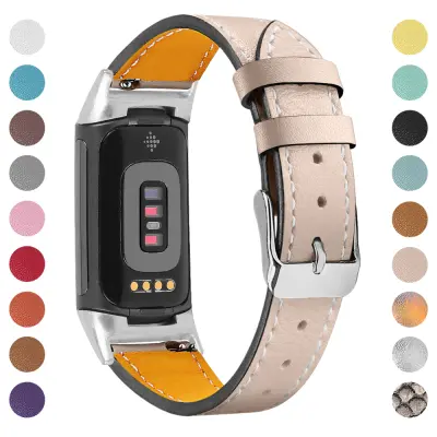 Remen od prave kože za Fitbit Charge 5/6 Bež