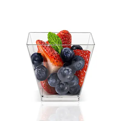 Pakiranje od 25 čaša za deserte 58C - Prozirne četvrtaste plastične čaše za mousse, pudinge i više Proziran