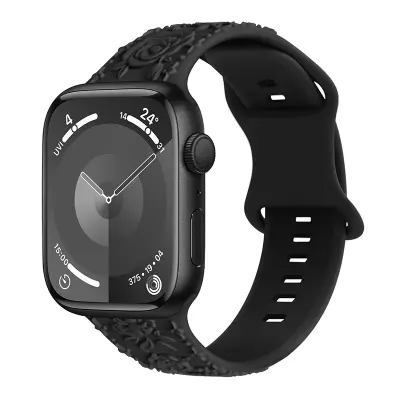 Silikonska narukvica s 3D ružom za Apple Watch Crna