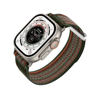 Pleteni najlonski sportski remen za Apple Watch zelena+narančasta