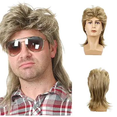 Mullet perika za muškarce, retro frizura iz 80-ih Svijetlosmeđa