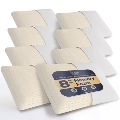 The White Stone set od 8 jastuka od memorijske pjene 40x70 cm, visina 11 cm | Hipoalergijski, ergonomski i prozračan jastuk za vrat | Protiv gušenja i