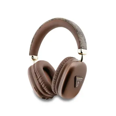 Guess, bežične Bluetooth 5.3 4G slušalice s trokutastim uzorkom, smeđe