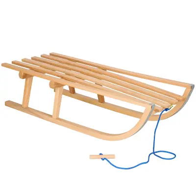 Drvene sanjke za djecu s vučnom užetom, duljina 89 cm, metalni kliznici, bukovo drvo