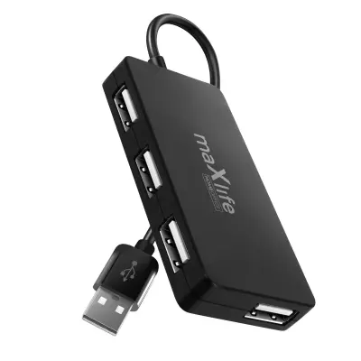 Hub USB adapter na 4 USB ženska porta Produžni kabel 1.5m Maxlife Crni