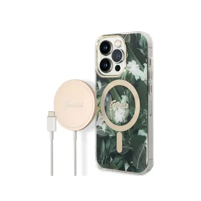 Set futrole s uzorkom džungle za iPhone 14 Pro i 15W Qi MagSafe bežični punjač