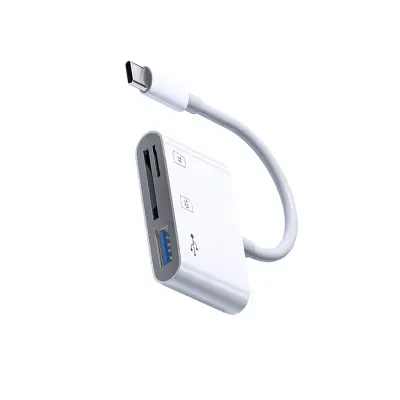 3-u-1 čitač kartica, USB-C na SD/TF/USB Bijela