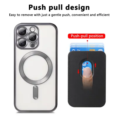 Galvanizirana magnetska Magsafe futrola za kartice kompatibilna s iPhone 16 Pro, zaštitna futrola otporna na udarce Crna