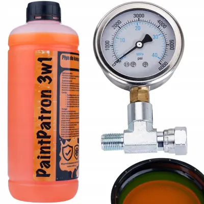 Linearni Manometar s Trojnikom 1/4" + PaintPatron 3u1 1L – Preciznost i Odrzavanje | 0-40 MPa