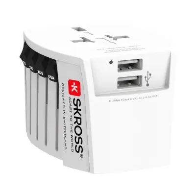 Putni adapter Skross EU/AUS/UK/SAD + 2× USB‑A