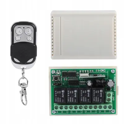 Modul Releja s Daljinskim 433MHz – 4 Kanala, 100m Domet | 12V DC, 75x54x29mm