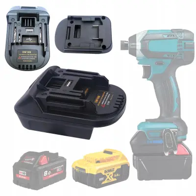 Adapter Za Baterije DM18M – Kompatibilan s Dewalt/Milwaukee Za Makita 18V | USB Priključak 5V, 2.1A