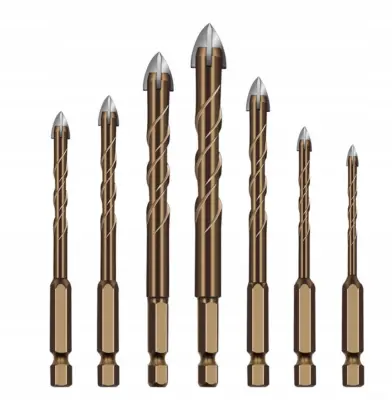 Set Spiralnih Svrdla Za Staklo i Keramiku 3-12mm – 7 Komada | HEX 1/4", Volfram Karbid