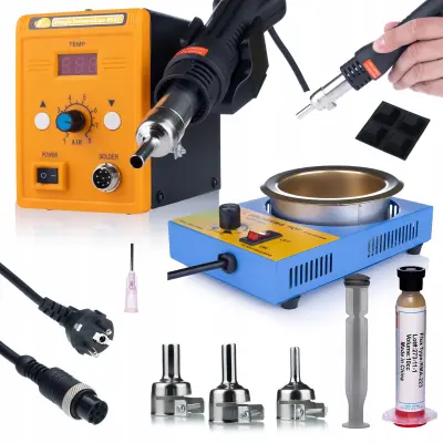 Set Lemilica Hot-Air 858D – 700W, Crucible 41-D 350W, Flux RMA-223 | Preciznost i Kvaliteta