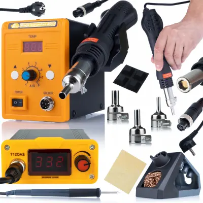 Set Lemilica T12 Rosfix Orange Akbash T12OAS + Topli Zrak Rosfix 858D – 75W/700W | 200-450°C | 3 Mlaznice