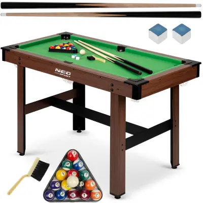 Kompaktni tamnosmeđi bilijarski stol 122 x 61 x 76 cm NS-807 s priborom