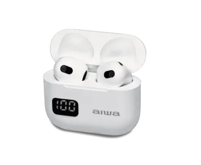 AIWA TWS slušalice, LED zaslon, EBTW-100WT, bijele