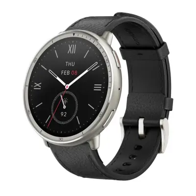 Pametni sat Amazfit Active 2 NFC (Round) Black Leather + RED strap