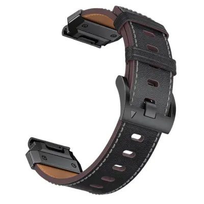 Remen od prave kože za Garmin Fenix 8/7X/7/6/5/965 Crna