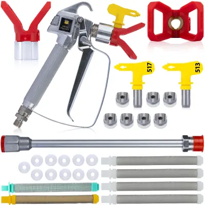 Pištolj Za Bojanje s Mlaznicom 517 And 513 – Set s Lance 50cm, 11x Brtva, 6x Prstasti Filtar | Kompatibilnost s Graco, Wagner, Titan