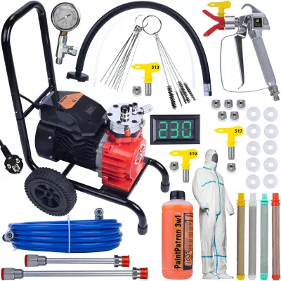 Raspršivač Bez Zraka Strong Storm RSS05 – 3500W, 22MPA, 18L/Min | Set Pribora Za Bojanje