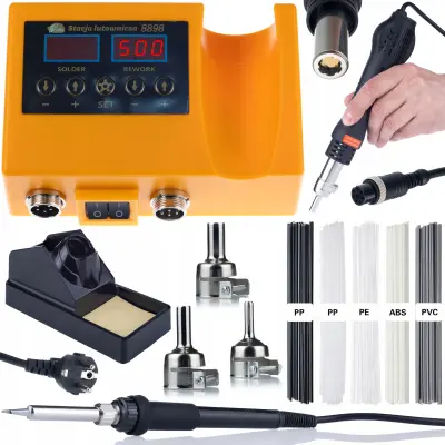 Lemilica 2u1 Orange Husky OH660 – 660W, LED Zavjese, 100-500°C | Set Za Lemljenje Plastike