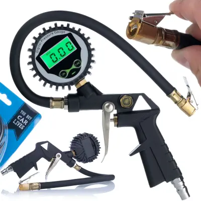 Pneumatski Pistolj s LCD Mjerači Tlaka – 0-255 PSI | Aluminij, Nehrđajući Čelik, Mjed