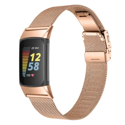 Remen za sat od nehrđajućeg čelika za Fitbit Charge5/6 PinkGold