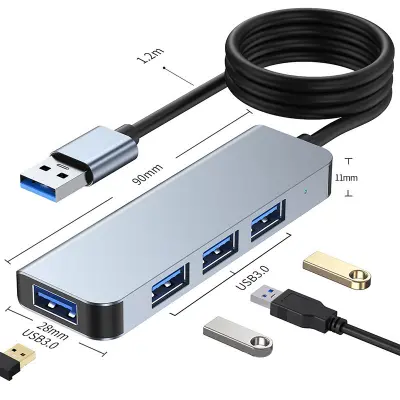 Brzi USB 3.0 Hub s 4 priključka - Elegantan i učinkovit Siva